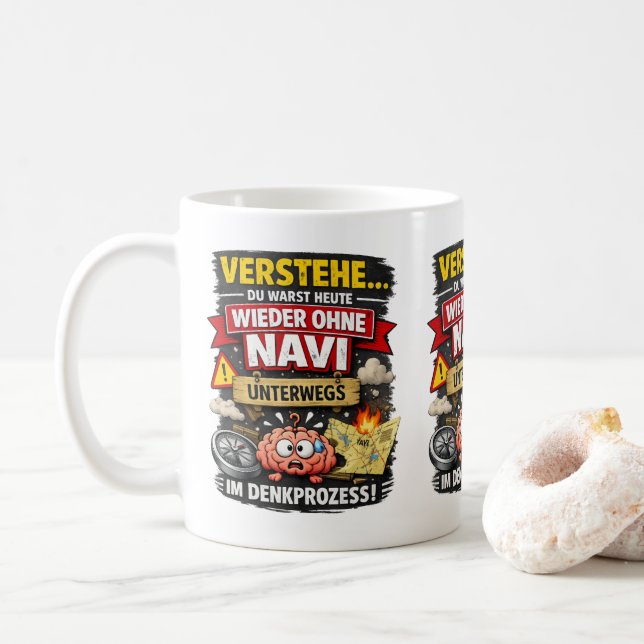 Caneca De Café Lost Thought Process – Funny Brain Design (Com Donut)