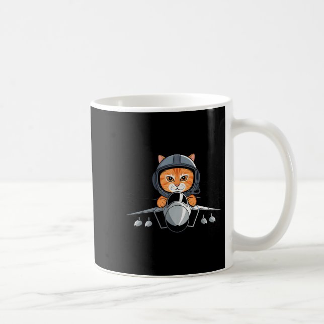 Caneca De Café Lot Cat Fighter Jet Funny Aviation Kitty Design  (Direita)