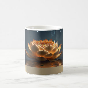 Caneca De Café Lótus Dourado Elegante Yoga Escura