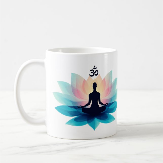 Caneca De Café Lótus Flower Meditation Mug com texto espiritual (Esquerda)