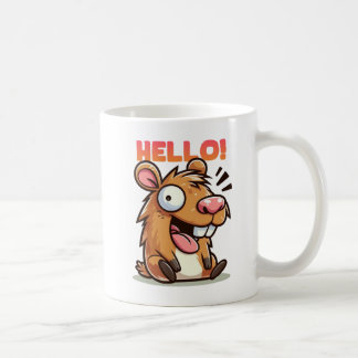 Caneca De Café Louca Engraçada Capybara Hello Mug