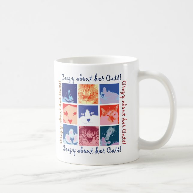 Caneca De Café Louca Por Seus Gatos (Direita)