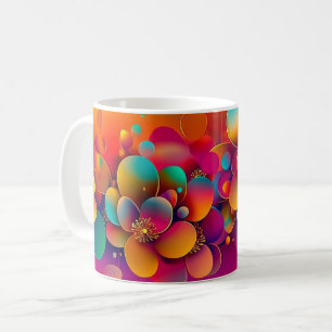 Caneca De Café Louças Coloridas Florais e de Padrões Vibrantes pa