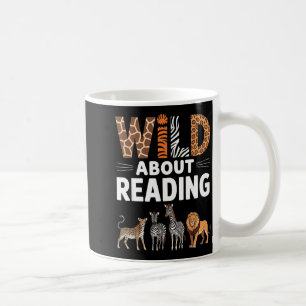 Caneca De Café Louco por ler amante de livros de animais retrô