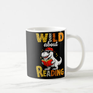 Caneca De Café Louco por ler livro de dinossauro amante de menino