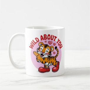Caneca De Café Louco Por Você Beijo de Tigre Engraçado Trocadilho