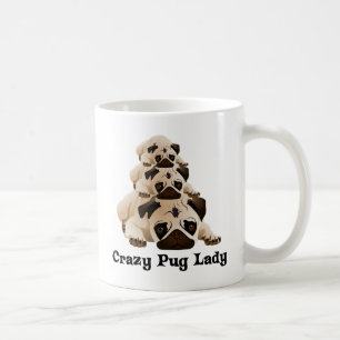 Caneca De Café Loucura Pug Lady