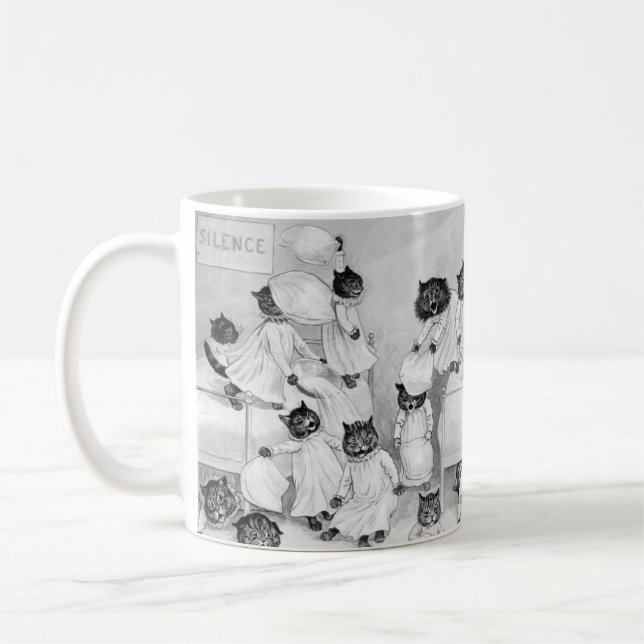 Caneca De Café Louis Wain Cat Art Seja Boa Luta travesseiro (Esquerda)