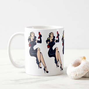 Caneca De Café Loura Bonita Vintage Garota Glamour Pin-up