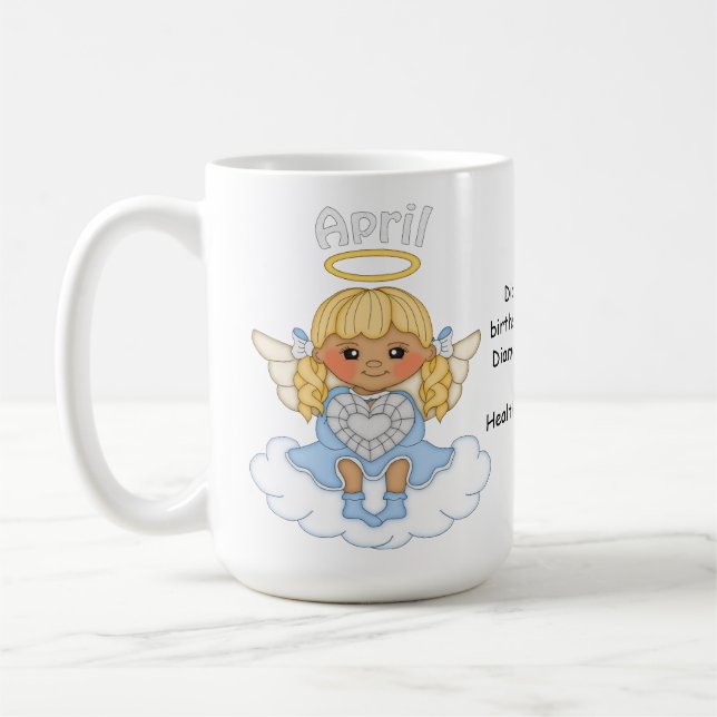 Caneca De Café Louro do anjo de abril Birthstone (Esquerda)