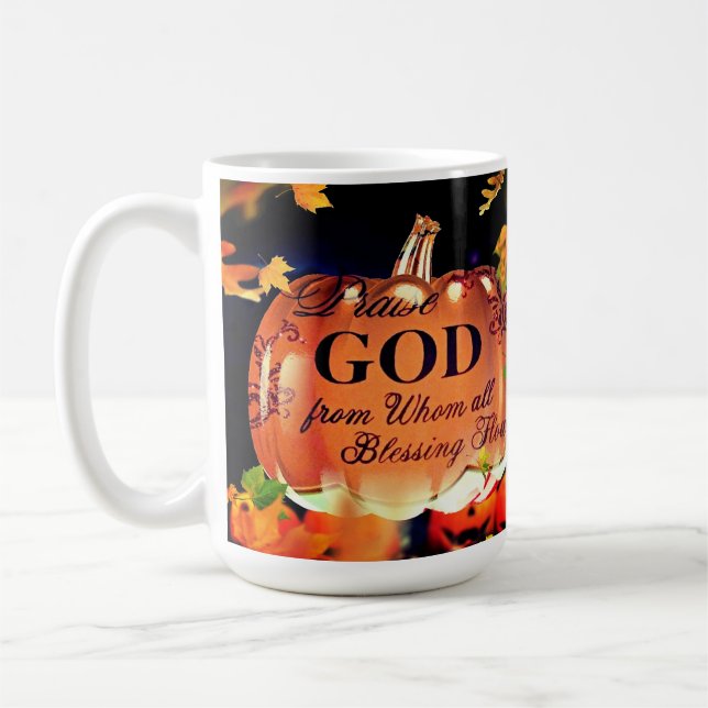 Caneca De Café Louvado Deus De Quem Todas As Bênçãos Fluem (Esquerda)