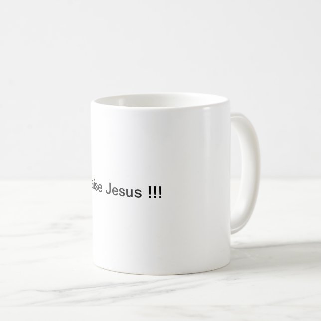 Caneca De Café Louvado Jesus!!  Design clássico (Frente Esquerda)