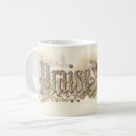 Caneca De Café "Louvado Seja o Senhor" Arte Cristã Vintage em tom