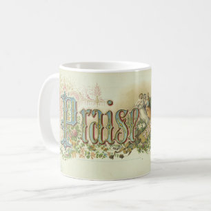 Caneca De Café "Louvado Senhor" Vintage Arte Cristã