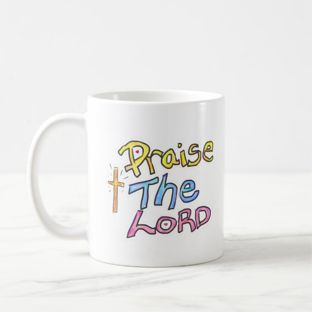 Caneca De Café ‘Louve ao SENHOR’ com Cross Christian  (Esquerda)