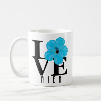 Caneca De Café LOVE Aiea Hawaii 11oz Blue Hibiscus