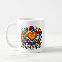 Caneca De Café Love and Peace Heart – Inspirational