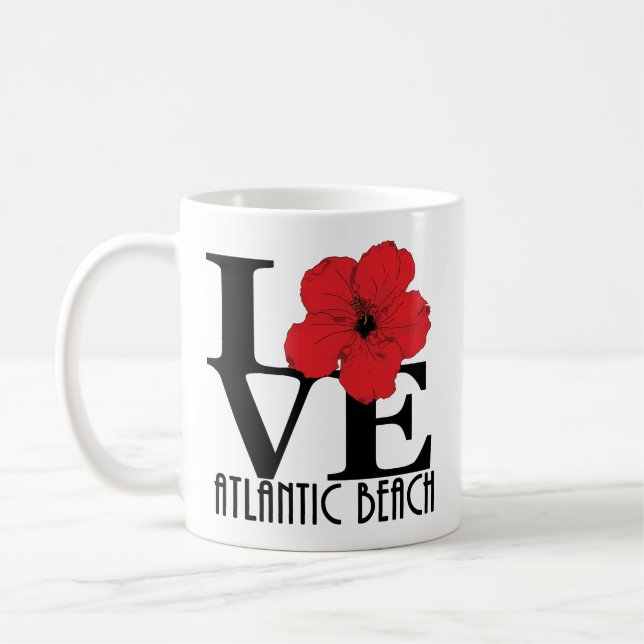 Caneca De Café LOVE Atlantic Beach Red Hibiscus 11oz (Esquerda)