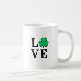 Caneca De Café LOVE Clover Shamrock Irlanda Elegante Mínimo Irlan