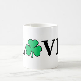 Caneca De Café LOVE Clover Shamrock Irlanda Elegante Mínimo Irlan