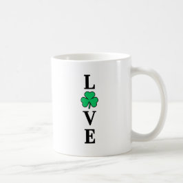 Caneca De Café LOVE Clover Shamrock Irlanda Elegante Mínimo Irlan