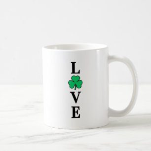 Caneca De Café LOVE Clover Shamrock Irlanda Rua texto baseado em 