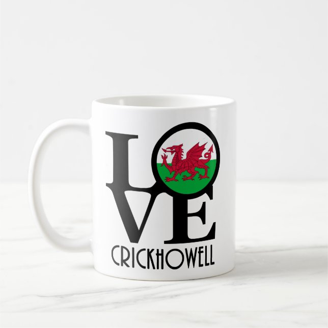Caneca De Café LOVE Crickhowell Wales 11oz (Esquerda)