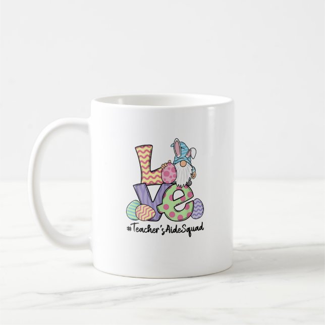 Caneca De Café Love Easter Teacher's Aide Gnomes Teacher Easter 2 (Esquerda)