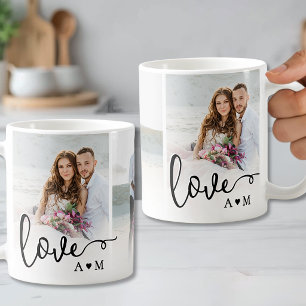 Caneca De Café Love Elegant Script Casal 3 Foto