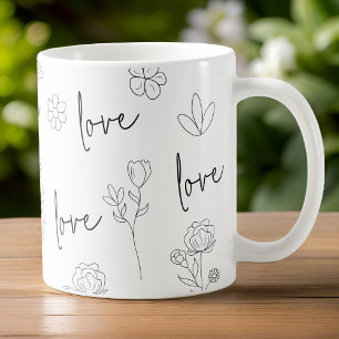 Caneca De Café Love Floral