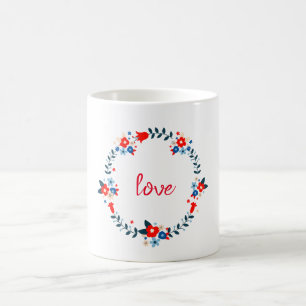Caneca De Café Love Floral Wreath