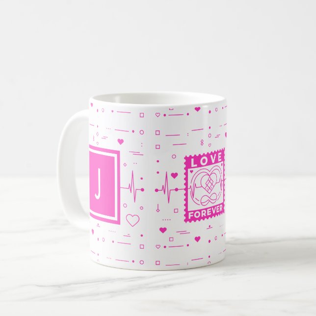 Caneca De Café Love forever Customize it with your initials (Frente Esquerda)