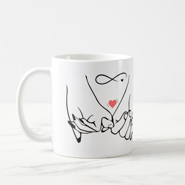 Caneca De Café Love forever – pinky promise line art (Esquerda)