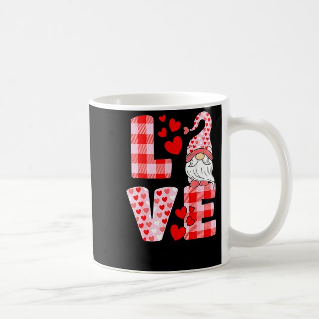 Caneca De Café Love Gnome Valentines Day Red Buffalo Plaid Leopar (Direita)
