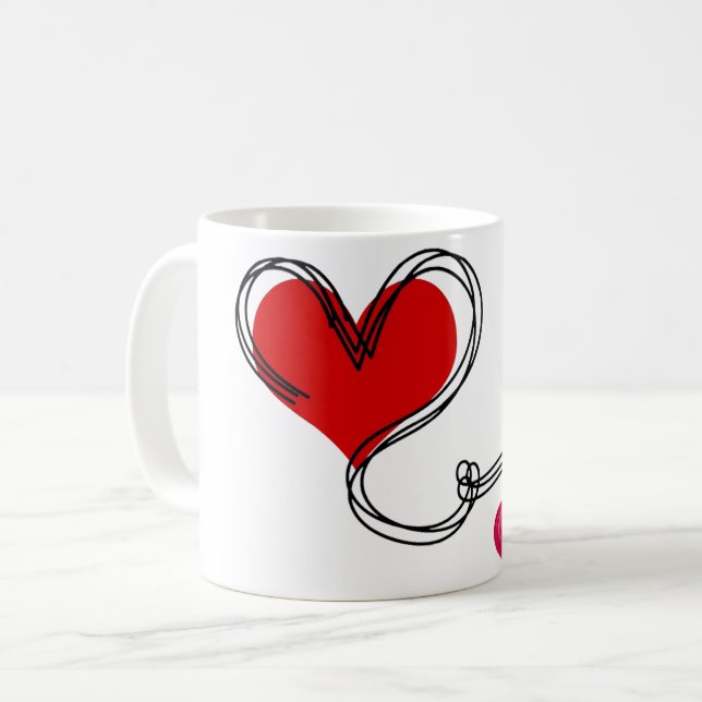 Caneca De Café Love Heart Cute  (Frente Esquerda)