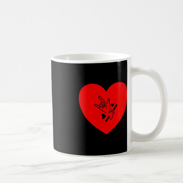 Caneca De Café Love Heart Hand Signal Language Audição Perda (Direita)