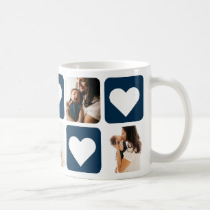 Caneca De Café Love Hearts Blue Photo Collage Mug