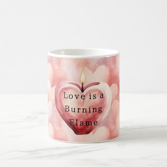 Caneca De Café Love Hearts Burning Flame Candle (Centro)