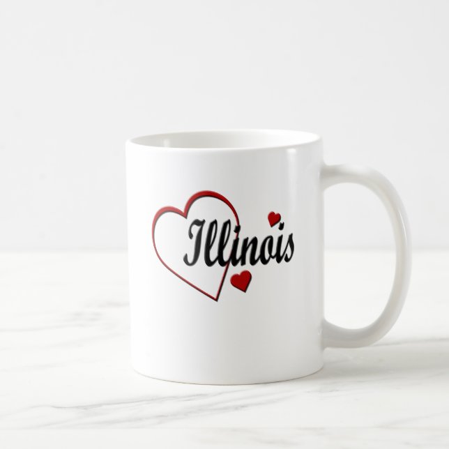 Caneca De Café Love Illinois Hearts Mugs (Direita)