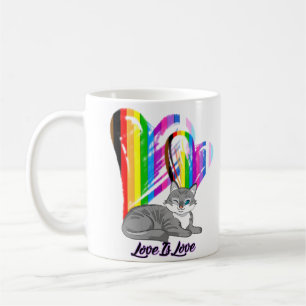 Caneca De Café Love Is Love Cat - LGBTQ+ Pet Owner
