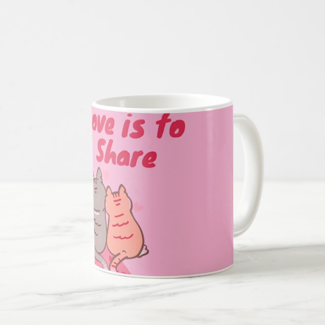 Caneca De Café  Love Is to Share Cute Cats  (Frente Esquerda)
