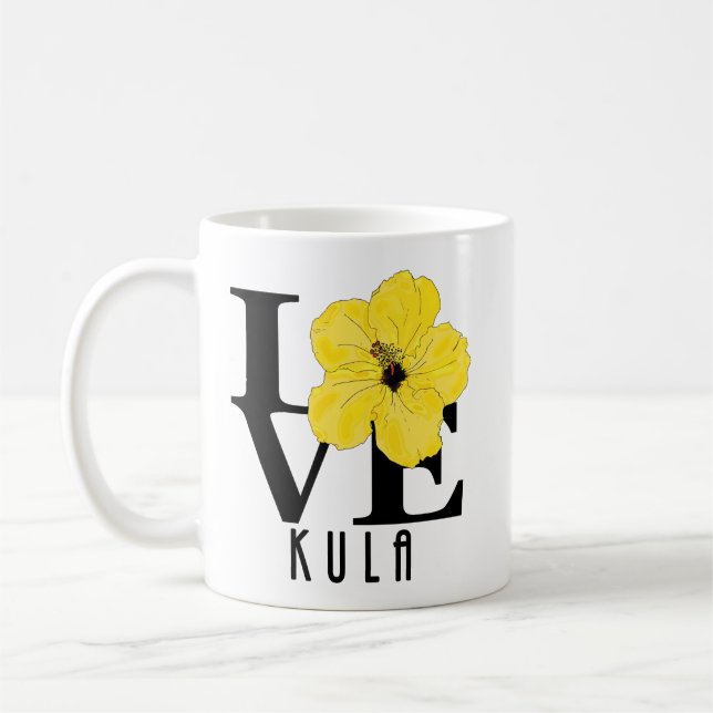 Caneca De Café LOVE Kula Yellow Hibiscus 11oz (Esquerda)