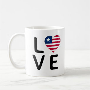Caneca De Café Love - Libéria Flag