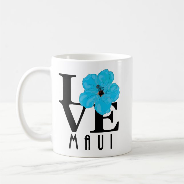 Caneca De Café LOVE Maui Blue Hibiscus 11oz (Esquerda)