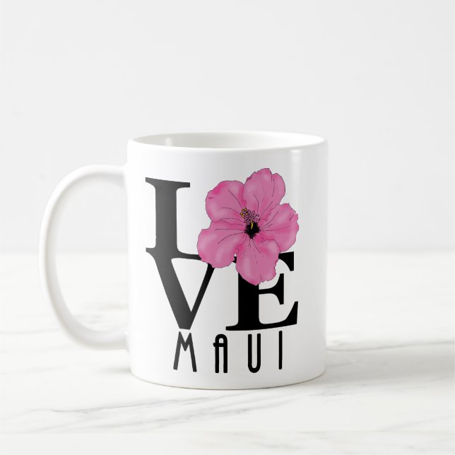 Caneca De Café LOVE Maui Rosa 11oz (Esquerda)