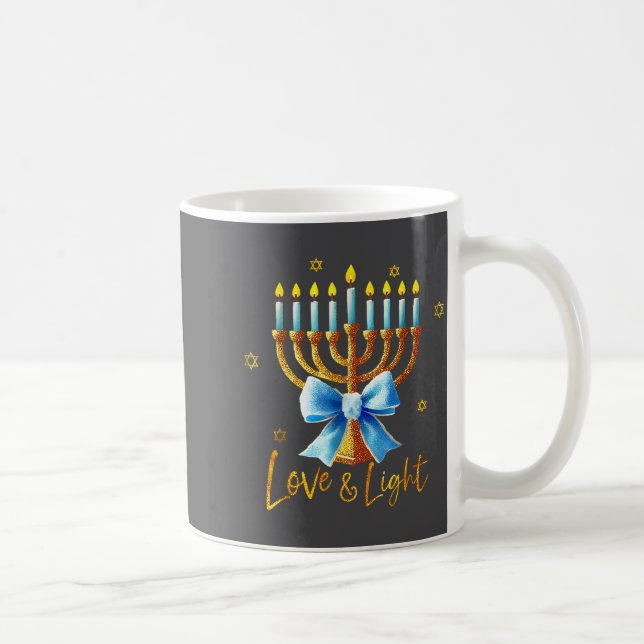Caneca De Café Love Menorah Chanukah Light Hanukkah Blue Coquette (Direita)