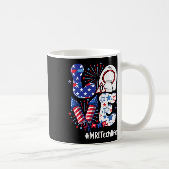 Caneca De Café Love Mri Tech Life Usa Flag Fireworks 4 De Julho (Direita)