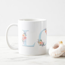 Love Mug Pastel Floral Alphabet Typografia
