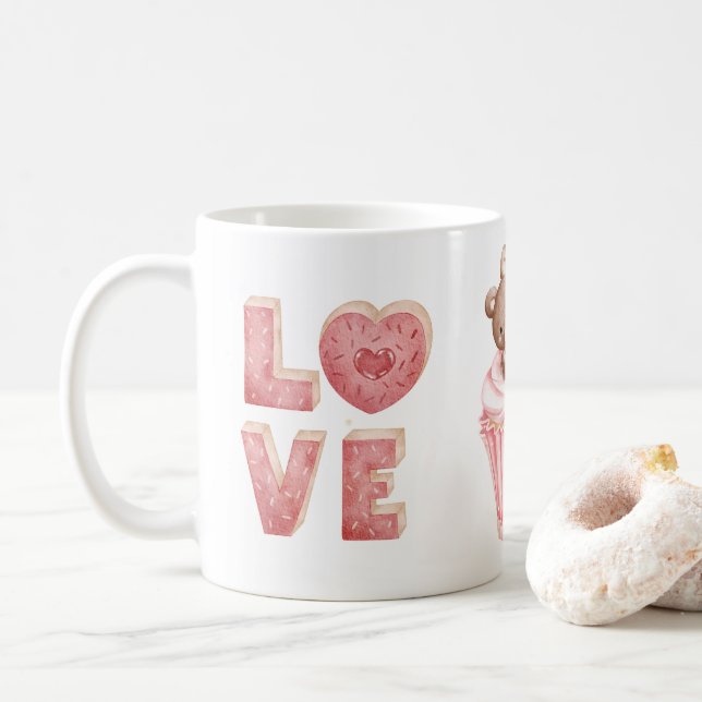 Caneca De Café Love Mug, Valentine's Day Gift Coffee Mug  (Com Donut)