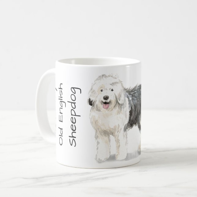 Caneca De Café Love My Old English Sheepdog (Frente Esquerda)